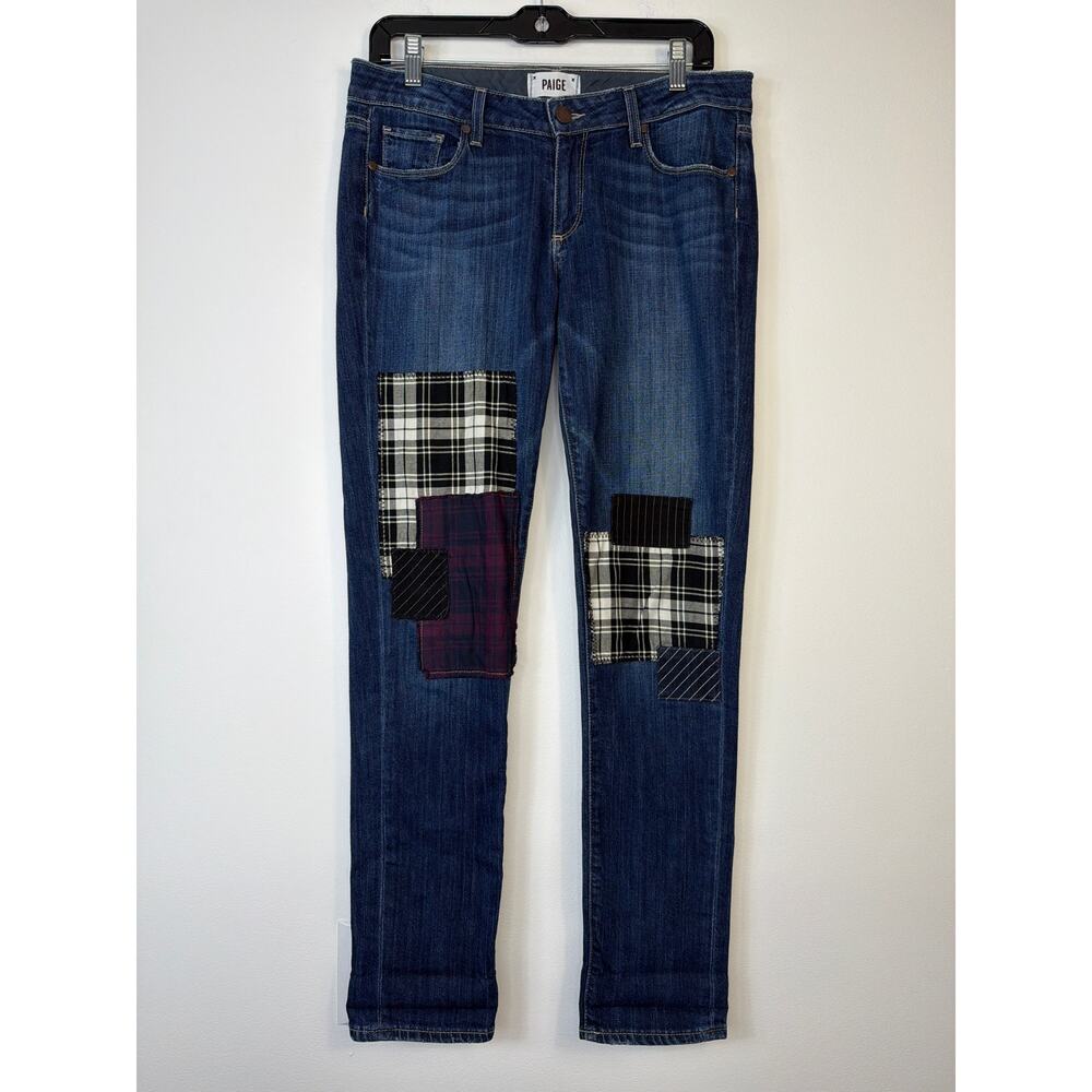 Paige Patchwork Camden Jeans Plaid Distressed Women's 27